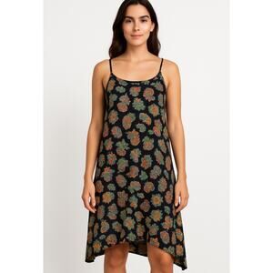 Cynthia Rowley Dress Pineapple Print Sleeveless Black Size Medium